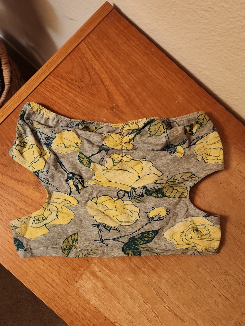 Obey Grey Crop Top with Yellow Floral Print